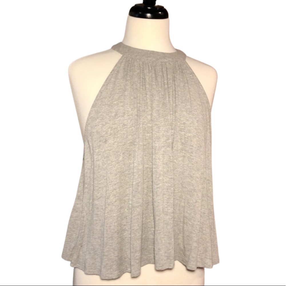 Francesca's Collections Gray Halter Neck Crop Top